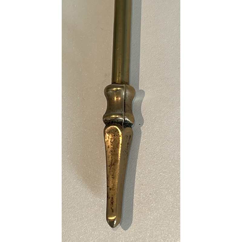 Neoclassical Style Brass Fireplace Tools with Grape Cluster Motif, French Work, circa 1950