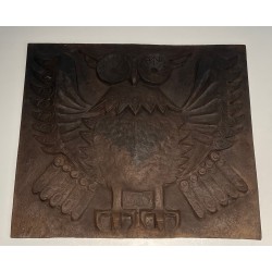Plaque de Cheminée Moderniste en Fonte à Motif de Chouette, Travail Français, Vers 1970