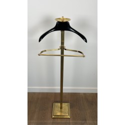Brass and Black Lacquered Wood Gentleman's Valet Stand, French Work, circa 1970