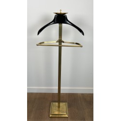 Brass and Black Lacquered Wood Gentleman's Valet Stand, French Work, circa 1970