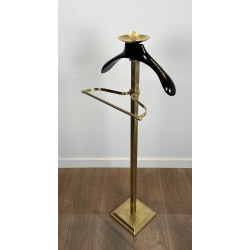 Brass and Black Lacquered Wood Gentleman's Valet Stand, French Work, circa 1970