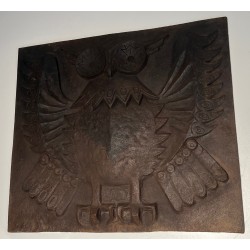 Modernist Cast Iron Fireback with Owl Motif, French Work, circa 1970