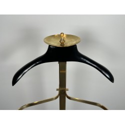 Brass and Black Lacquered Wood Gentleman's Valet Stand, French Work, circa 1970