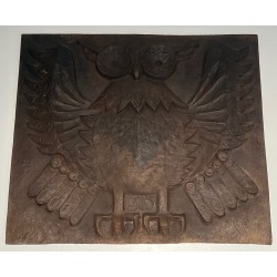 Modernist Cast Iron Fireback with Owl Motif, French Work, circa 1970