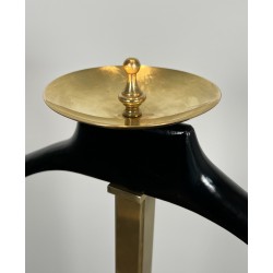 Brass and Black Lacquered Wood Gentleman's Valet Stand, French Work, circa 1970