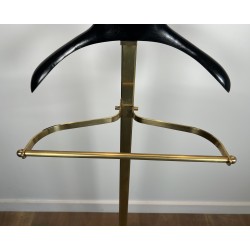 Brass and Black Lacquered Wood Gentleman's Valet Stand, French Work, circa 1970