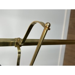 Brass and Black Lacquered Wood Gentleman's Valet Stand, French Work, circa 1970