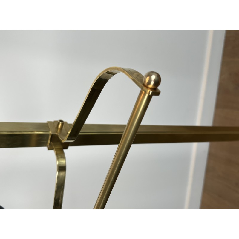 Brass and Black Lacquered Wood Gentleman's Valet Stand, French Work, circa 1970