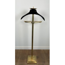 Brass and Black Lacquered Wood Gentleman's Valet Stand, French Work, circa 1970