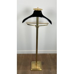 Brass and Black Lacquered Wood Gentleman's Valet Stand, French Work, circa 1970