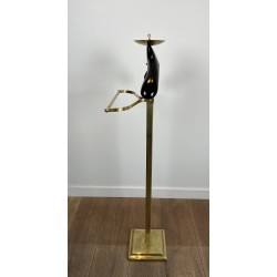 Brass and Black Lacquered Wood Gentleman's Valet Stand, French Work, circa 1970