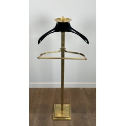 Brass and Black Lacquered Wood Gentleman's Valet Stand, French Work, circa 1970