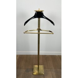Brass and Black Lacquered Wood Gentleman's Valet Stand, French Work, circa 1970