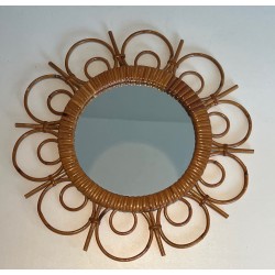Rattan Mirror, French Work, circa 1950