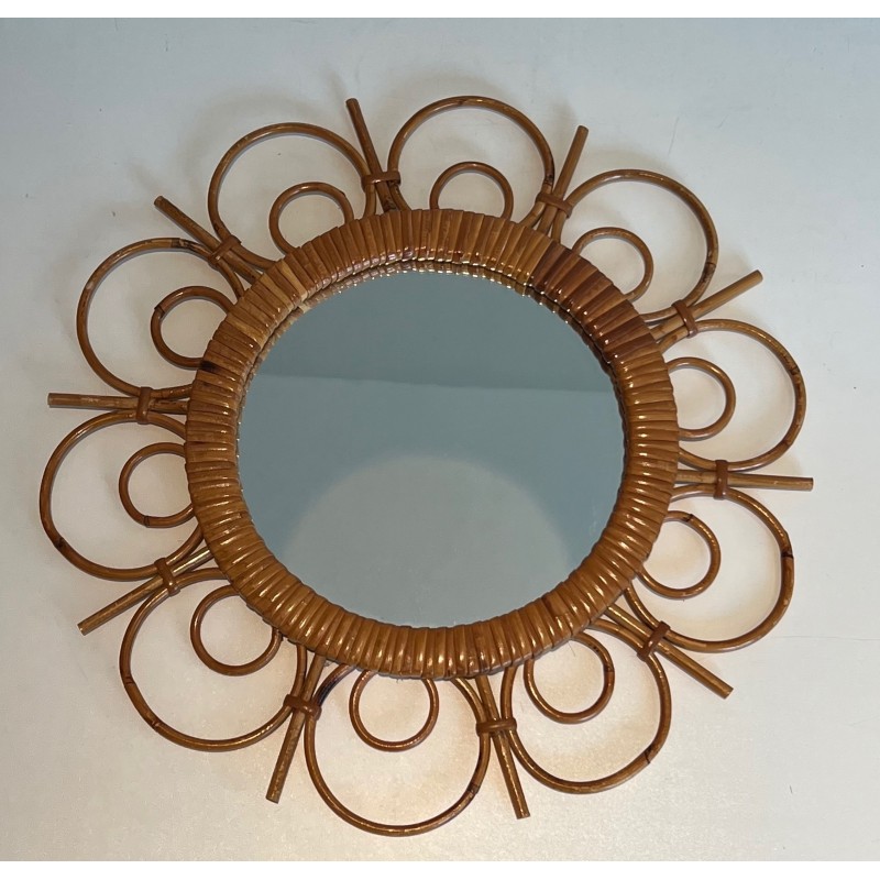 Rattan Mirror, French Work, circa 1950
