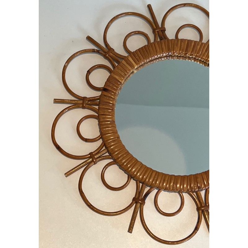 Miroir en Rotin, Travail Français, Vers 1950