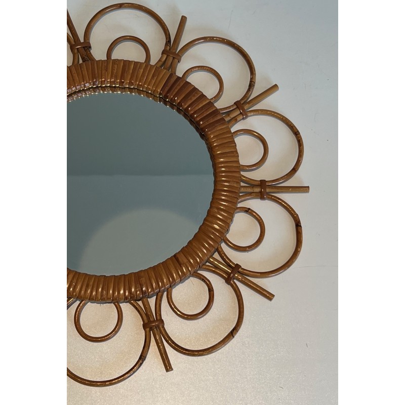 Miroir en Rotin, Travail Français, Vers 1950