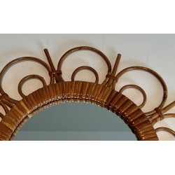 Miroir en Rotin, Travail Français, Vers 1950