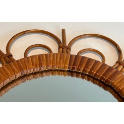 Miroir en Rotin, Travail Français, Vers 1950