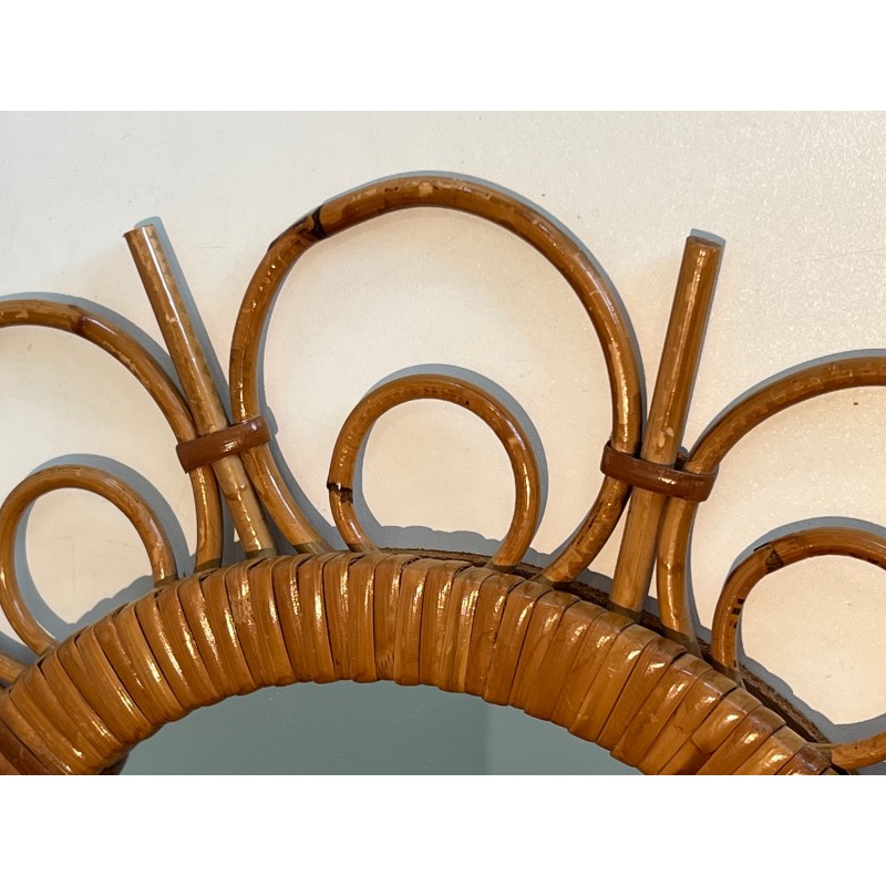 Miroir en Rotin, Travail Français, Vers 1950