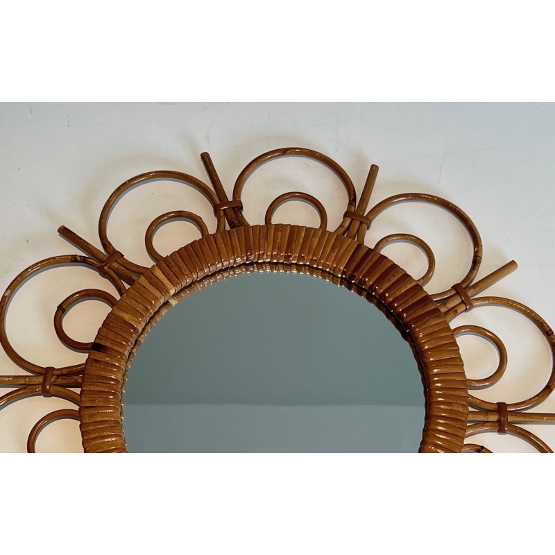 Miroir en Rotin, Travail Français, Vers 1950