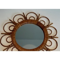 Rattan Mirror, French Work, circa 1950