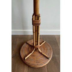 Rattan and Brass Freestanding Coat Rack, French Work, circa 1970