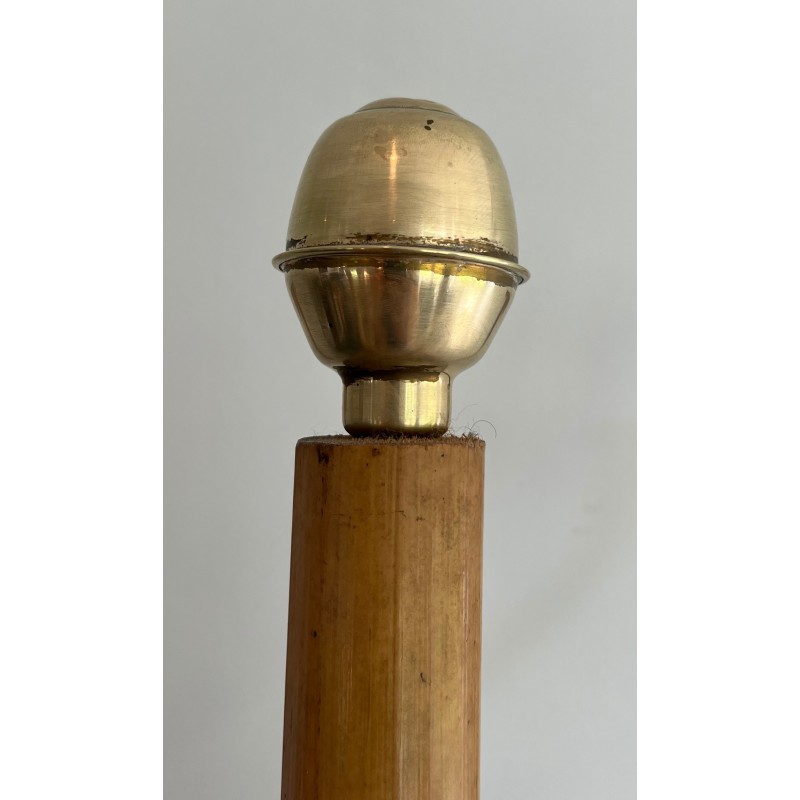 Rattan and Brass Freestanding Coat Rack, French Work, circa 1970