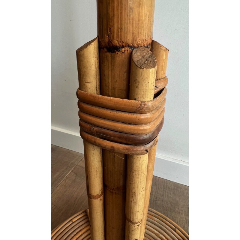 Porte-Manteau sur Pied en Rotin et Laiton