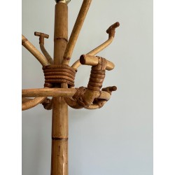 Porte-Manteau sur Pied en Rotin et Laiton