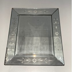 Miroir de Venise à Guirlandes de Fleurs, Travail Italien, Vers 1950