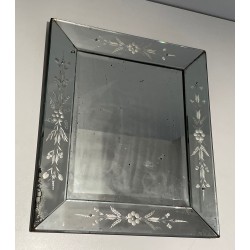 Miroir de Venise à Guirlandes de Fleurs, Travail Italien, Vers 1950