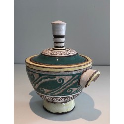 Ceramic Covered Pot Signed by Paul Dordet (1896–1996), French Work, circa 1970