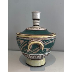 Ceramic Covered Pot Signed by Paul Dordet (1896–1996), French Work, circa 1970