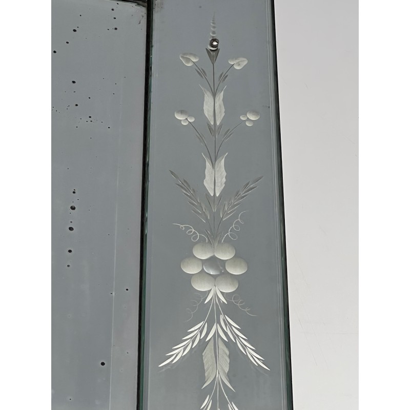 Venetian Mirror with Flower Garland Decoration, Italian Work, circa 1950