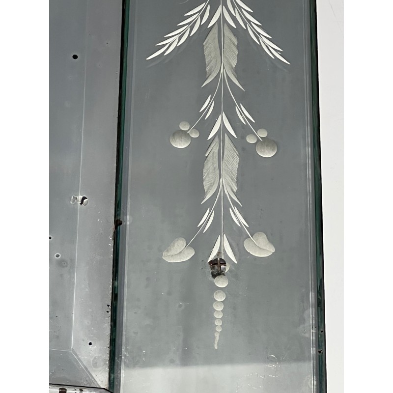 Venetian Mirror with Flower Garland Decoration, Italian Work, circa 1950