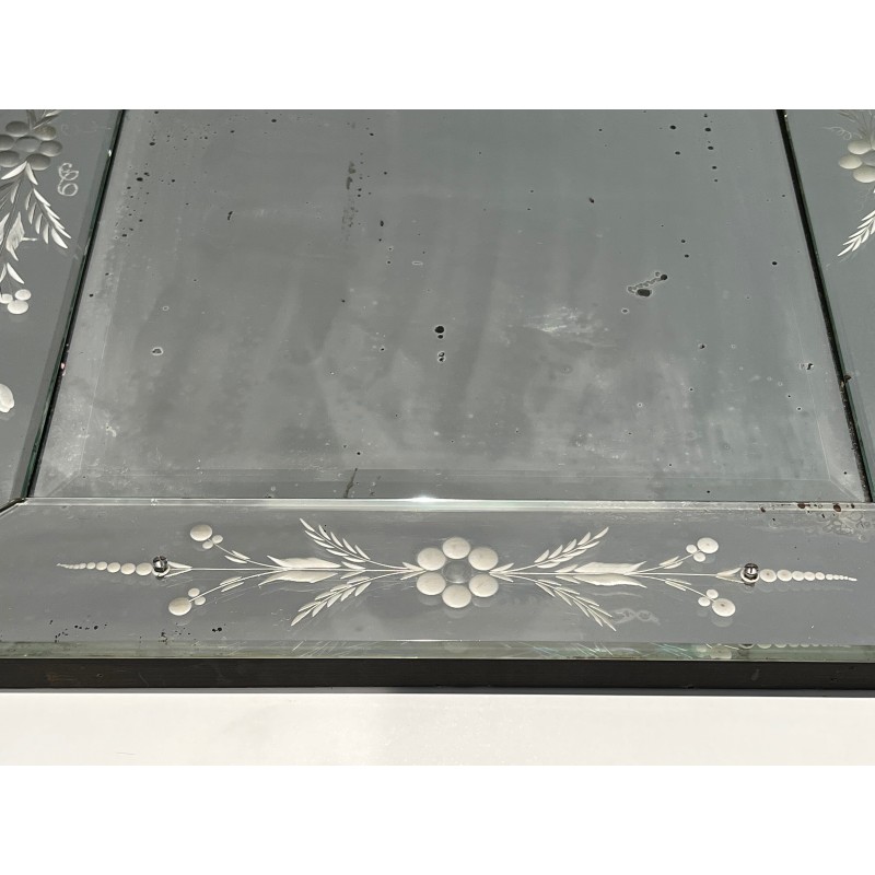 Venetian Mirror with Flower Garland Decoration, Italian Work, circa 1950