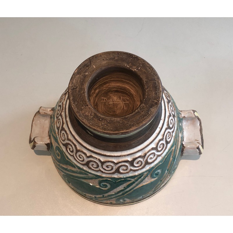 Pot Couvert en Céramique Signé Paul Dordet (1896–1996), Travail Français, Vers 1970