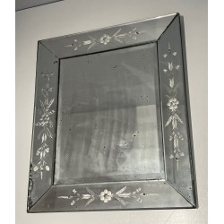 Miroir de Venise à Guirlandes de Fleurs, Travail Italien, Vers 1950