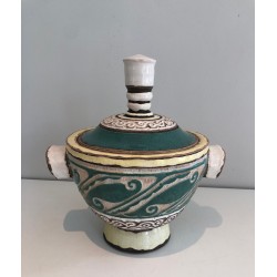 Ceramic Covered Pot Signed by Paul Dordet (1896–1996), French Work, circa 1970