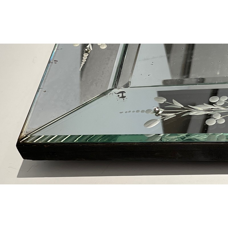 Venetian Mirror with Flower Garland Decoration, Italian Work, circa 1950