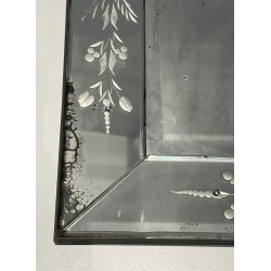 Miroir de Venise à Guirlandes de Fleurs, Travail Italien, Vers 1950