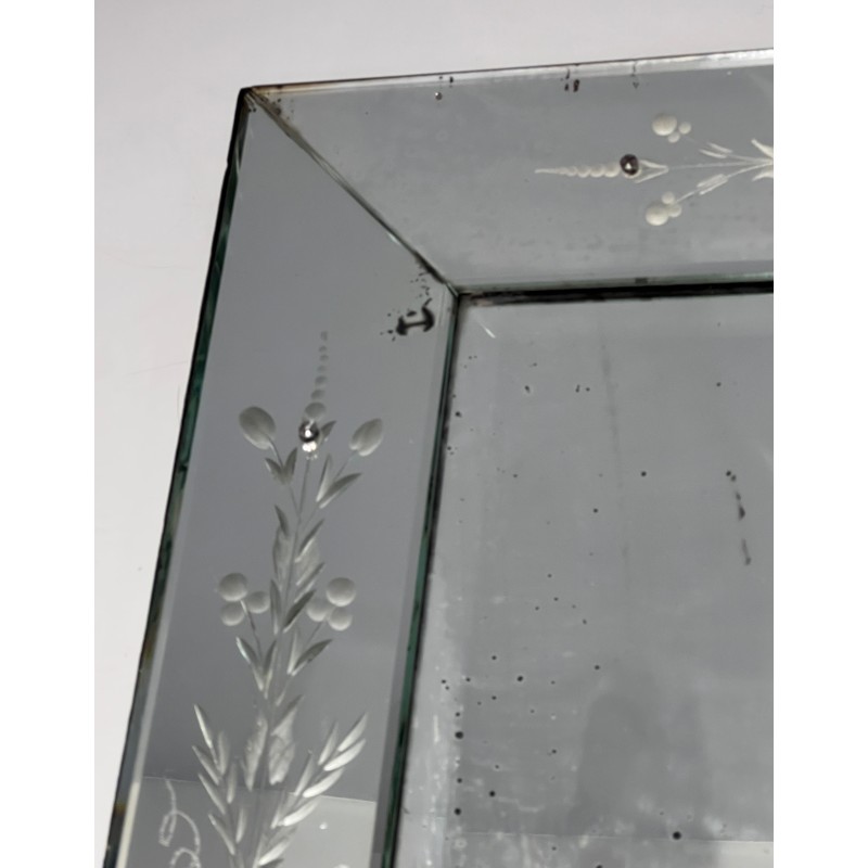 Venetian Mirror with Flower Garland Decoration, Italian Work, circa 1950