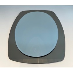 Oval Mirror in Clear and Smoked Glass by Fontana Arte, Italian Work, circa 1970