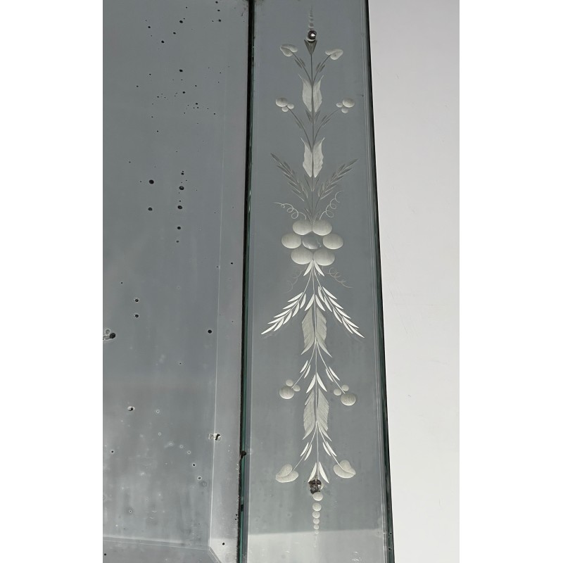 Venetian Mirror with Flower Garland Decoration, Italian Work, circa 1950