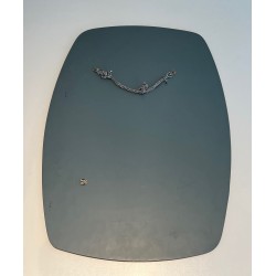 Oval Mirror in Clear and Smoked Glass by Fontana Arte, Italian Work, circa 1970