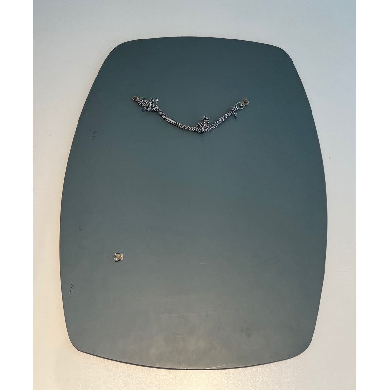 Miroir de Forme Ovale en Verre Clair et Fumé par Fontana Arte, Travail Italien, Vers 1970