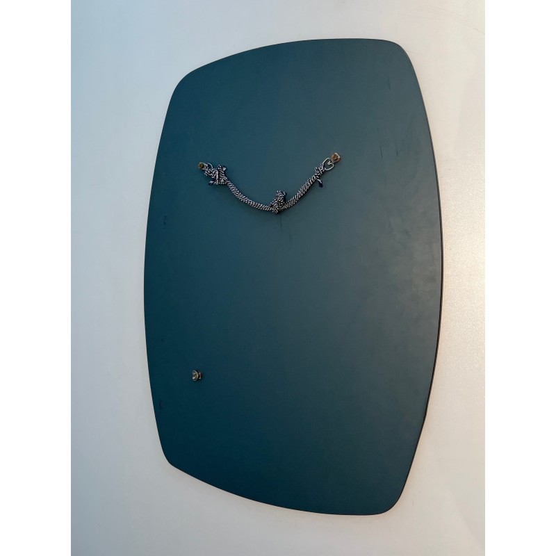 Miroir de Forme Ovale en Verre Clair et Fumé par Fontana Arte, Travail Italien, Vers 1970