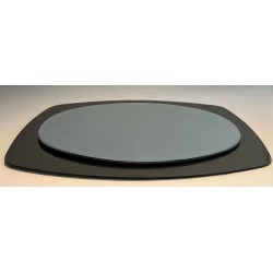 Oval Mirror in Clear and Smoked Glass by Fontana Arte, Italian Work, circa 1970