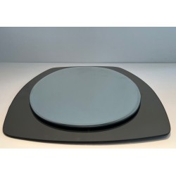 Oval Mirror in Clear and Smoked Glass by Fontana Arte, Italian Work, circa 1970